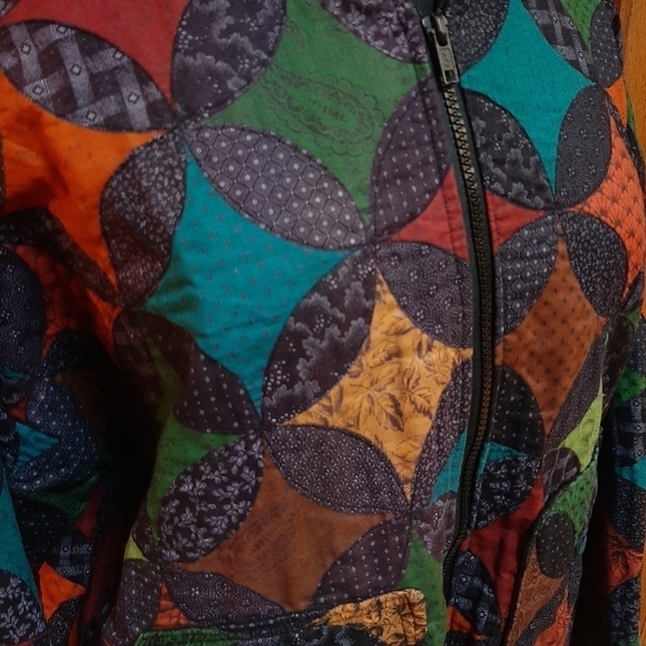 Quilted Patchwork Coat Handmade Jacket Festival Folk Art Artsy XL Cottagecore - Picture 4 of 5